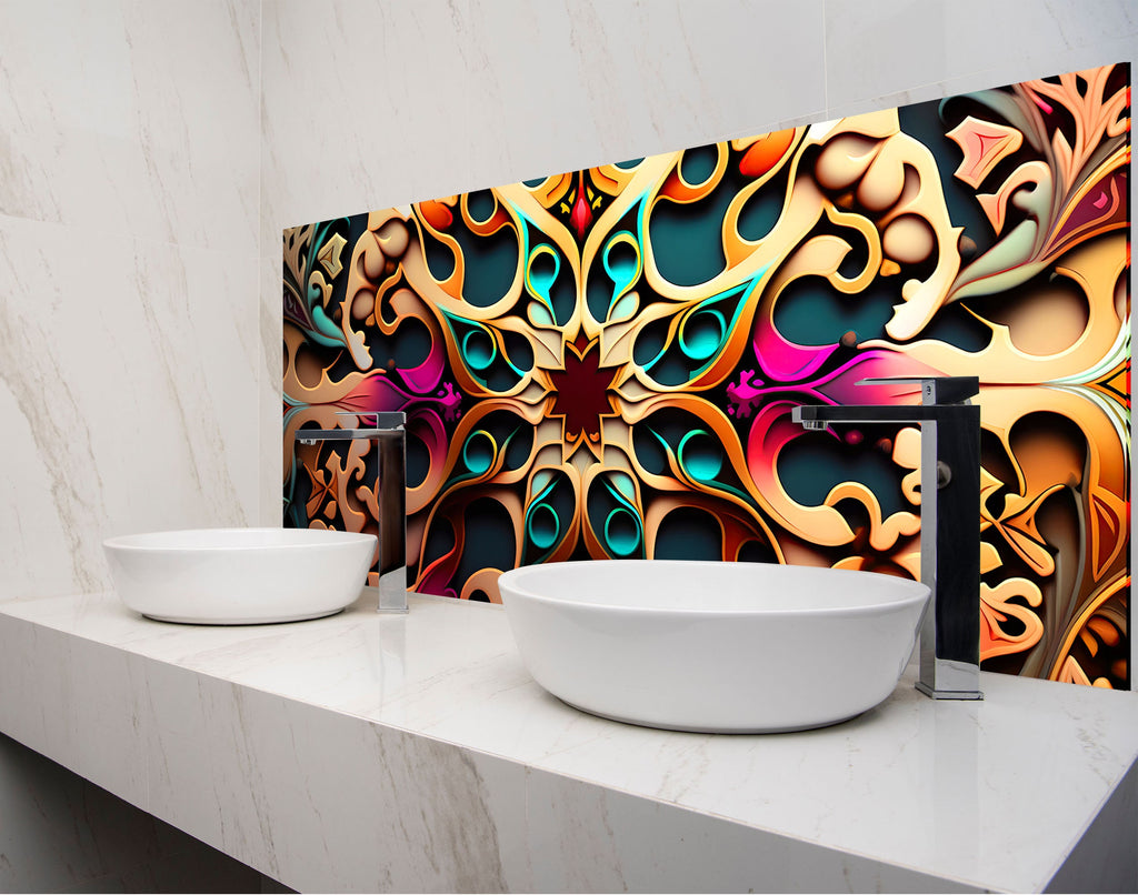 two white bowls on a counter in a bathroom