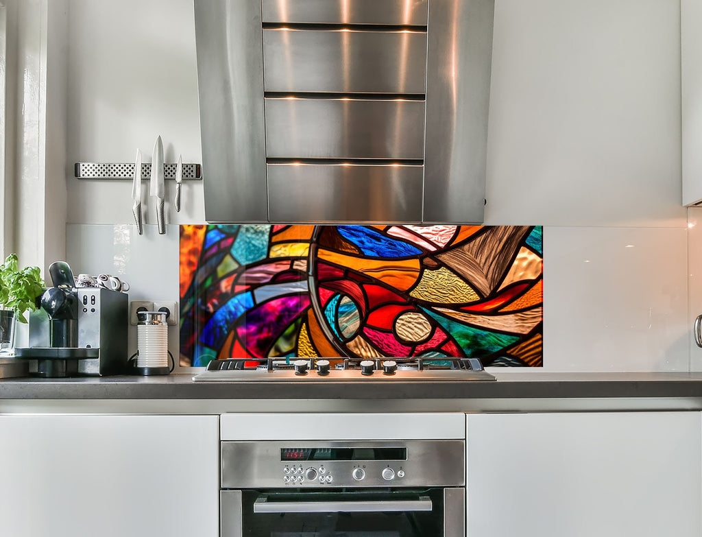 a kitchen with a stainless steel stove top oven